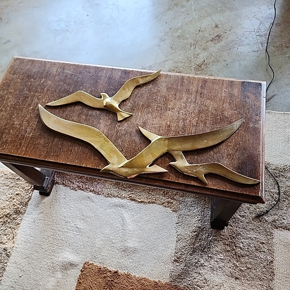 2 pc brass wall hangings seagulls in flight - Picture 6 of 7